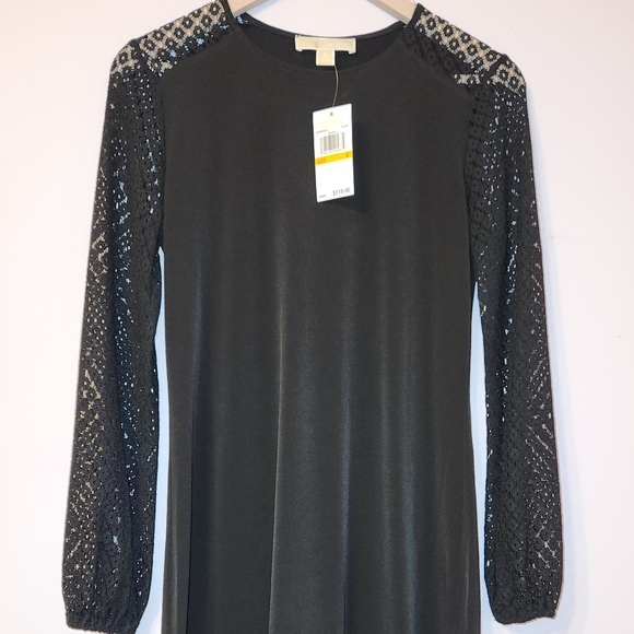 MICHAEL KORS Midi Length Lace Long Sleeve Dress Black, size S - Picture 3 of 11
